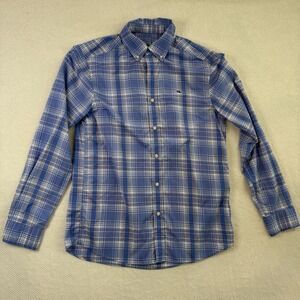 Vineyard Vines Mens Small Performance Blue Plaid‎ Long Sleeve Button Up Shirt